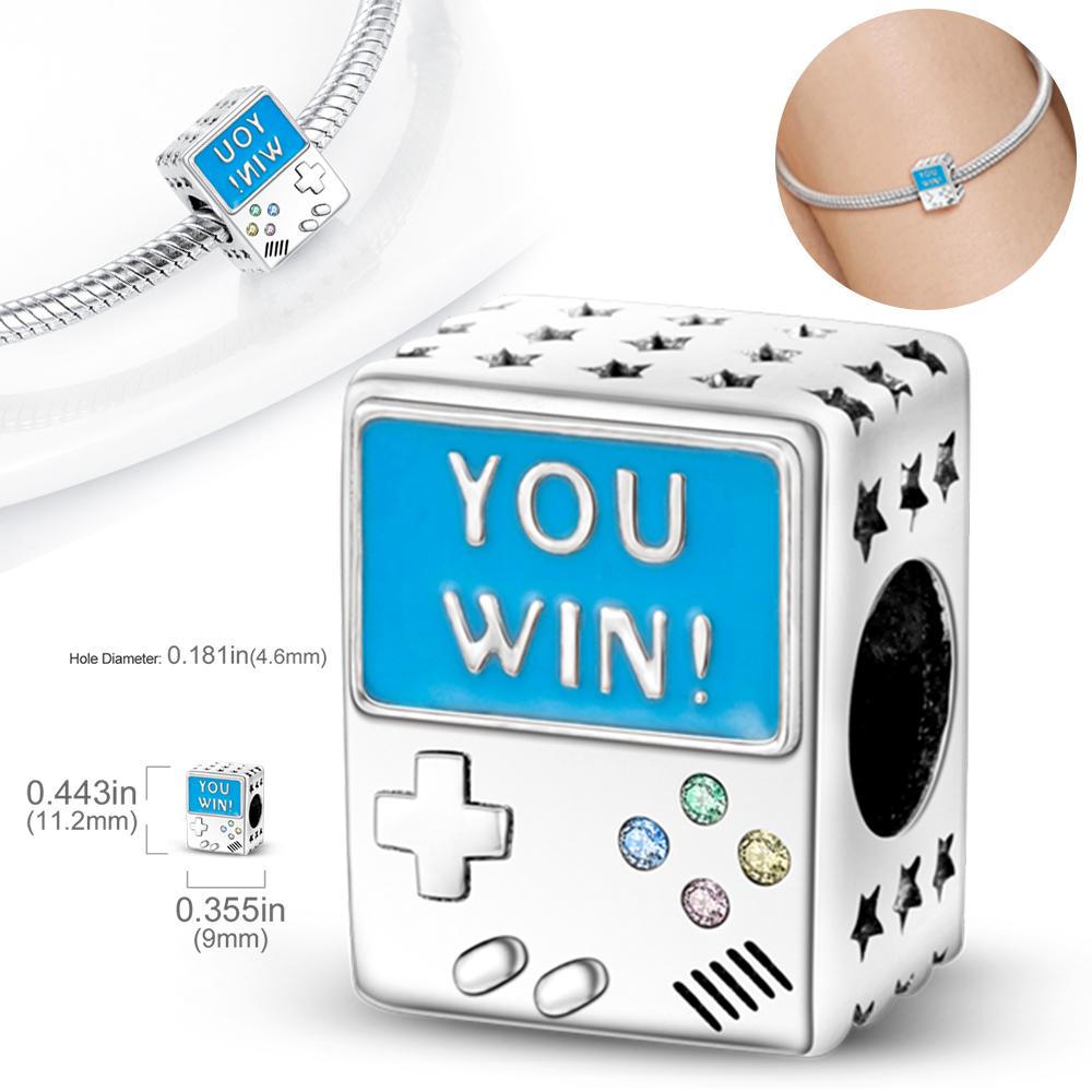 Original Charms Copper Creative Blue Game Console Beads Fit Charms Plata Bracelets For Women Women Jewelry Making Diy