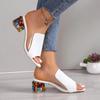 Women's Summer PU Leather Mules Sandals, Chunky Heel Rhinestone Slippers, Fashion Comfort Sandals for Party, Plus Size Available