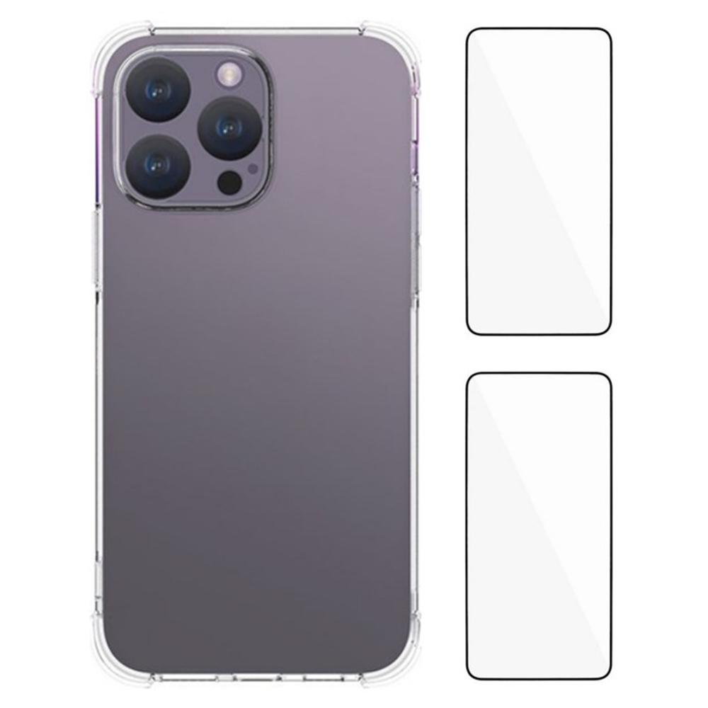 

Серия WANLONFENG WL2 для iPhone 14 Pro Чехол для телефона из ТПУ 2,0 мм с 2 шт. пленками из закаленного стекла A