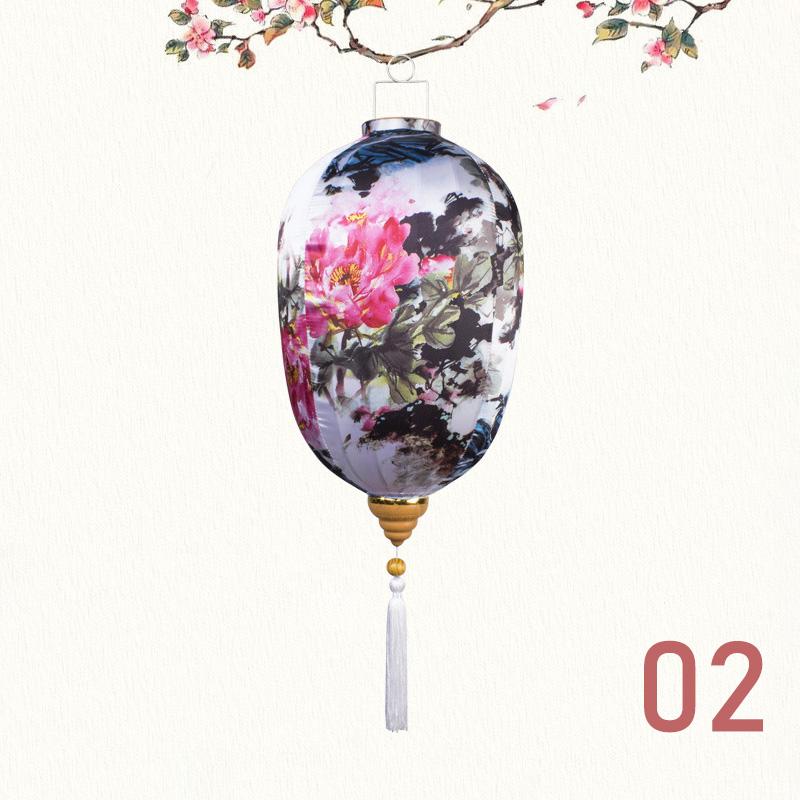 14 Inch Retro Silk Lantern Palace Lantern Chinese Antique Style Festival New Year Decor Vietnam Mid-autumn Waterproof Lantern