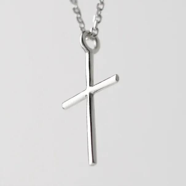 PLAN Einfaches Kreuz-Anhänger Lange Silber 925 Halskette