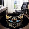 1pc Golden Feline Office Round Area Rug, Indoor Mat Suitable ForOffice, Under Office Chairs Bedroom Living Room Home Decor, Room Deco T120