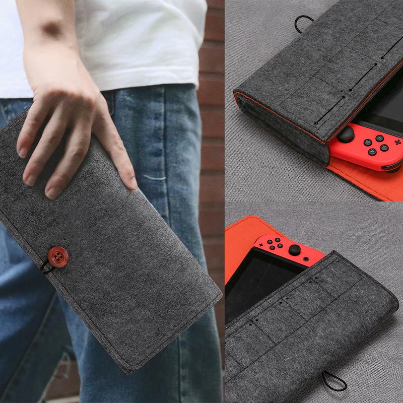 1pc Switch Felt Storage Bag Game Console Protective Cover Multifunction Card Charging Cable Case
