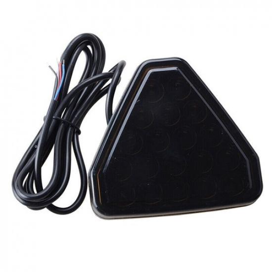 Universal F1 Style Triangle 12 LED Rear Stop Tail 3rd Brake Strobe Light Black