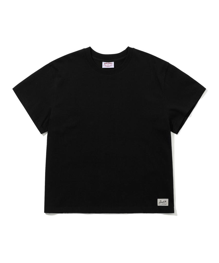 Bieseulaebis Back Big Trippy Rabbit Shadow Print Short Sleeve T-Shirt Black