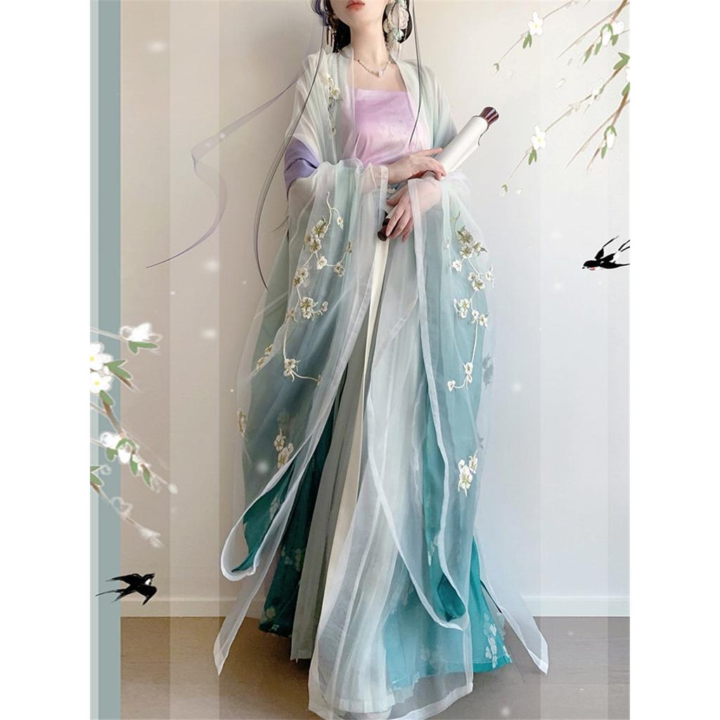 Stil chinezesc dinastiei Song Hanfu, temă de banchet de primăvară, cămașă cu mânecă mare și bretele brodate, costum zilnic pentru femei