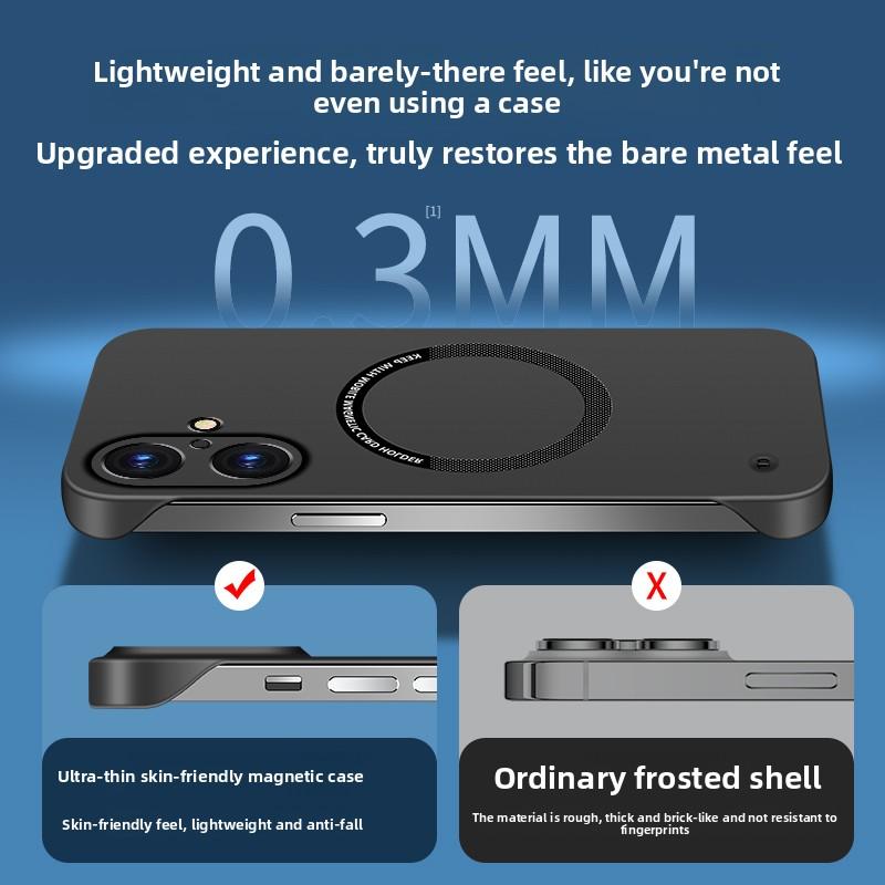 Frameless Magnetic Case For iPhone 17 Air 16 16E 15 14 13 12 11 Pro Max XS X XR 8 7 Plus SE 2 3 For Magsafe Hard PC Back Cover
