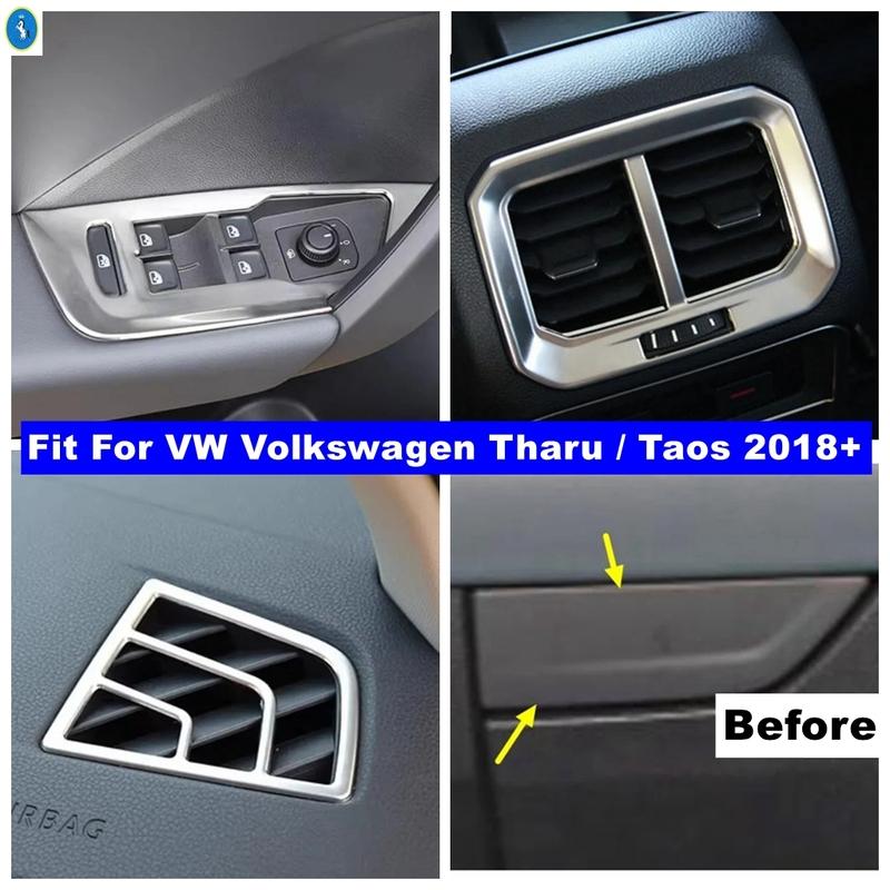 Car Rear Air Outlet / Window Lift Button / Glove Storage Box Cover Trims Accessories For VW Volkswagen Tharu / Taos 2018 -