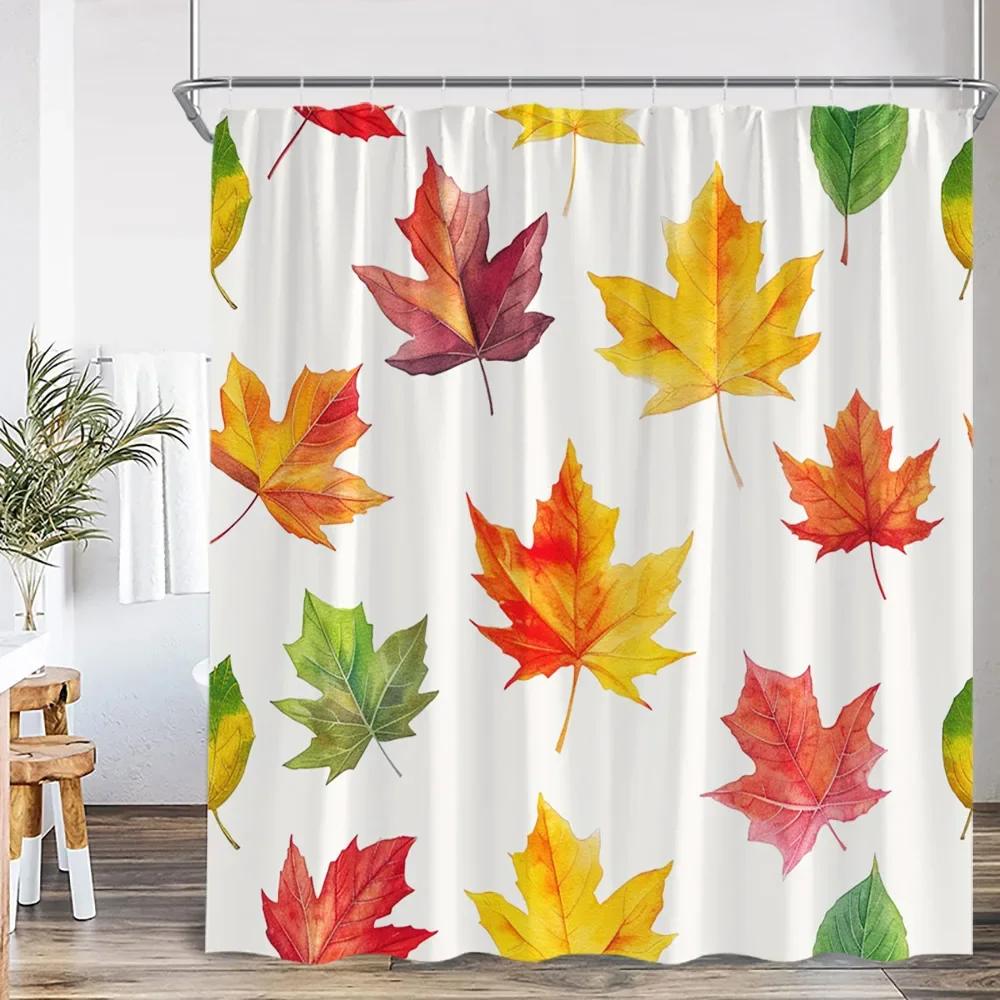 autumn shower curtain farmhouse harvest season bathroom home decoration maple autumn polyester shower curtain