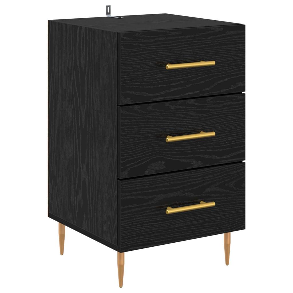 Nightstand Black Oak Effect 40 X 40 X 66 Cm Engineered Wood