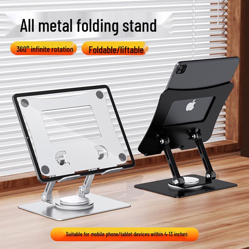 360° Rotating Metal iPad Stand for Desktop - Adjustable Height for Painting, Gaming, and Learning