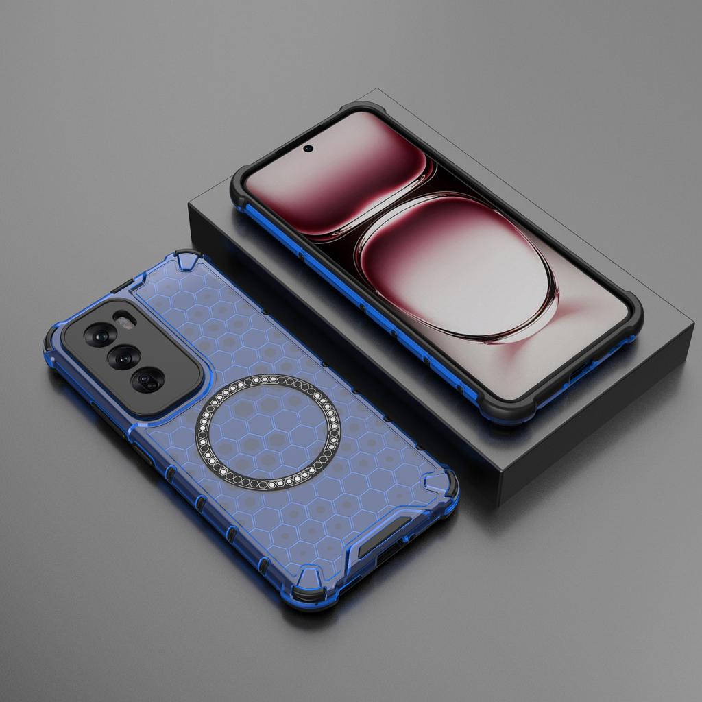 For Oppo Reno12 Pro 5G (Global) Magnetic Case Honeycomb Texture Double Layer TPU+PC Phone Cover