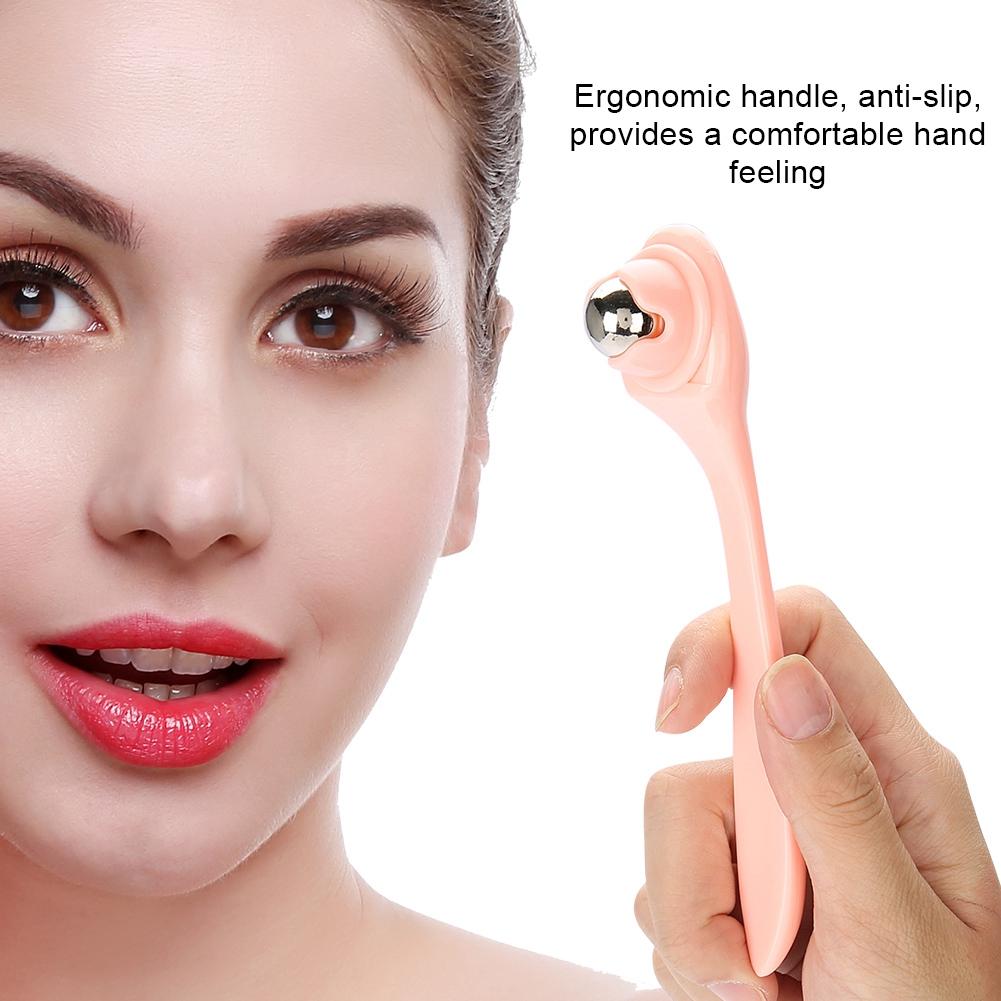 Tragbarer Manueller Augenmassagegerät Edelstahlkugelroller Faltenentfernung Lifting Rosa