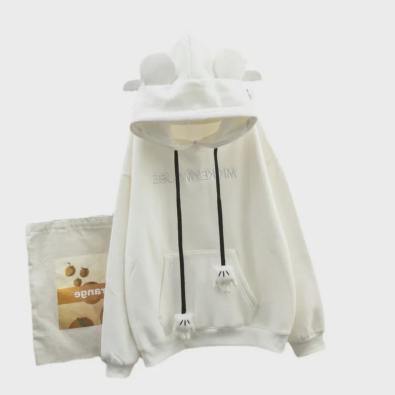 Damen Oversized Bärenohren Pullover - Herbst/Winter Lazy Style, mit Samt, Besticktes Nischen-Hongkong-Design