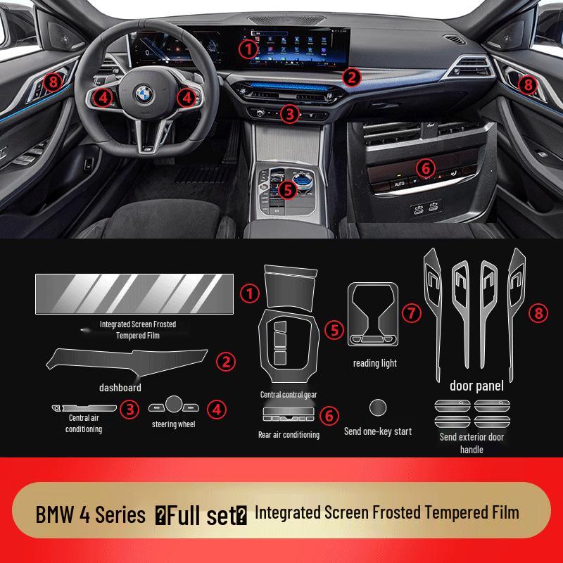 25 BMW 4 Series 425i/430i Interior Console Tempered Glass Protector Film