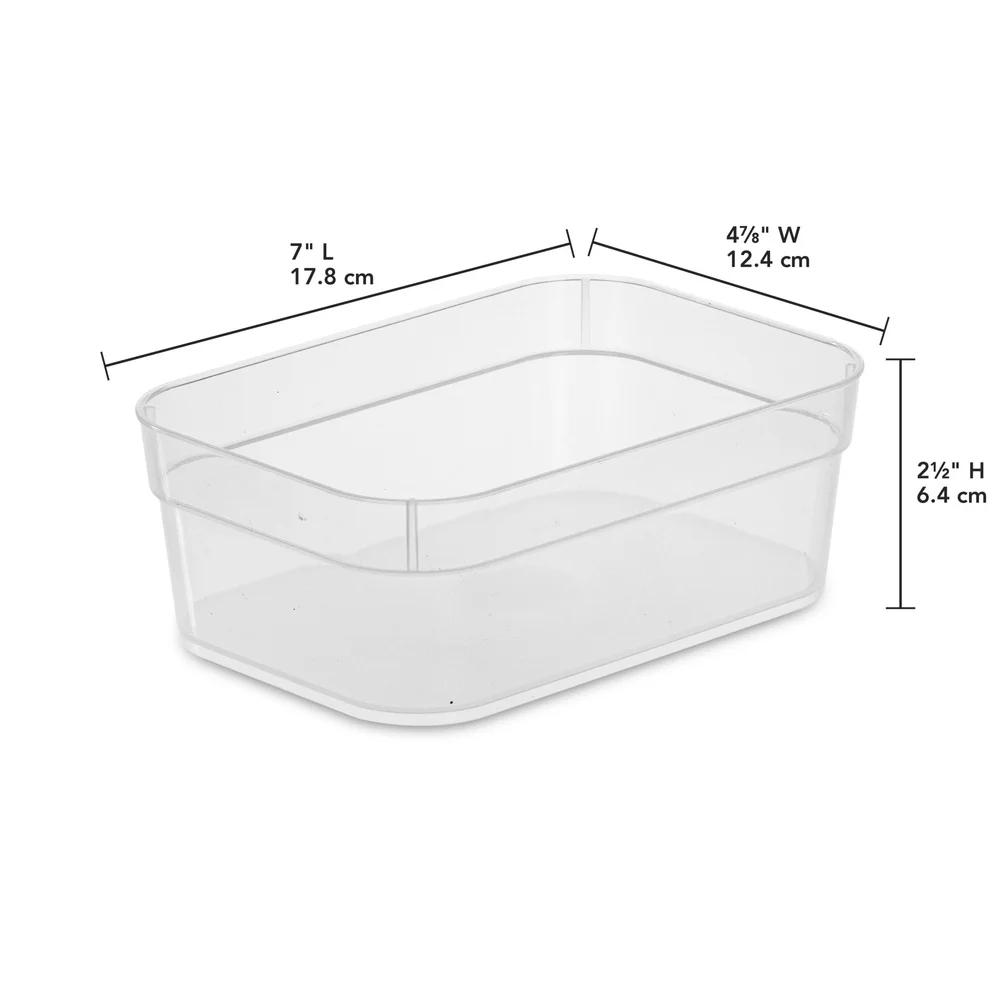 Medium Clear Plastic Storage Trays Set of 3 Modular Organizer Bins Home Office Kitchen Bathroom Drawer