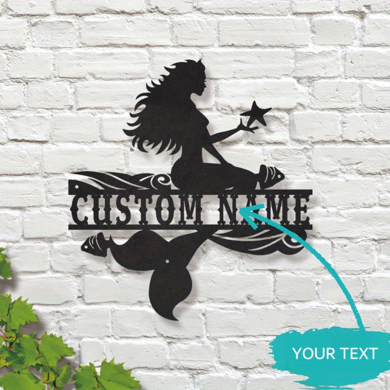 Personalized Mermaid Metal Wall Art Custom Decor Unique Hanging Accent S чёрный