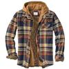 Men's Clothing European and American Autumn and Winter Thickened Cotton-padded Plaid Long-sleeved Loose Hooded Jacket