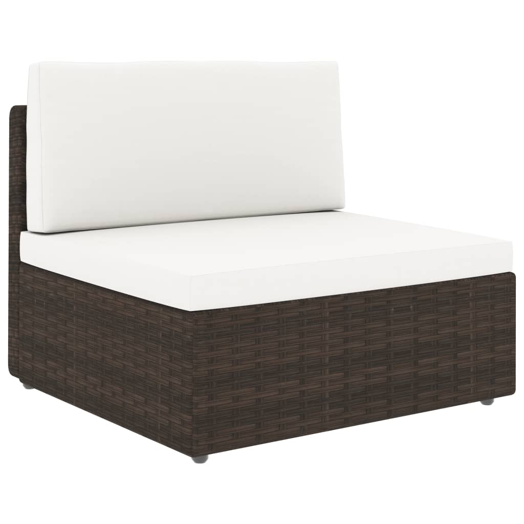 Modular 2 Seater Sofa Poly Rattan Brown