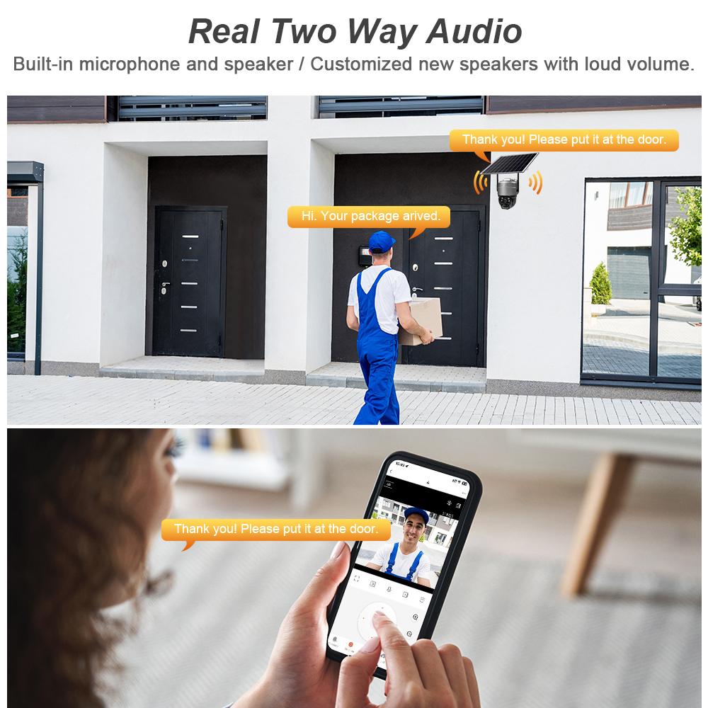 Solar-powered Surveillance Camera, Waterproof IP Network Camera, WIFI/4G Wireless Smart CCTV Recorder