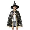 Star Pattern Wizard Cape Kids Cloak with Hat for Boys Girls, Halloween Witch Theme Role Play Costume Prop Party Cosplay Outfit, Fancy