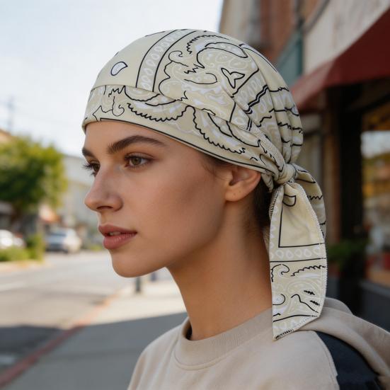 Cappello Turbante Rinfrescante Fantasia Paisley Vestibilità Elastica Cinghie Regolabili Foulard Cappello Tessuto Traspirante che Assorbe il Sudore Cappello da Ciclismo per Esterno