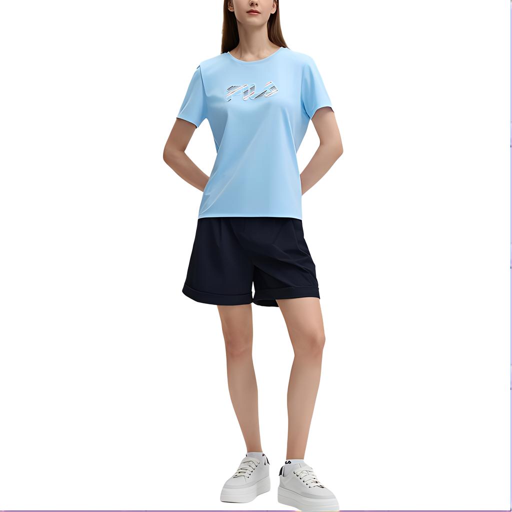 Fila Solid Color Outdoor Sports Comfortable Loose Fit Five-Point Casual Shorts Women Shorts Legendary-Blue F11W434810F-NV