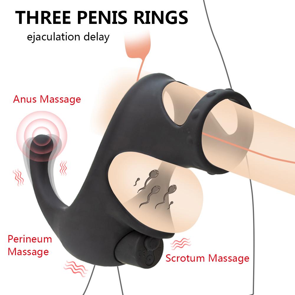 Inele pentru penis pentru testicule masculin Vibrator Vibrator Anal Clitoris Inel pentru penis Întârzierea ejacularei Scrotum Ball Stretcher Jucării sexuale pentru bărbați