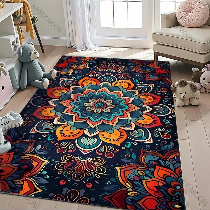 Color Four Seasons Home Non-Slip Carpet Mandala Flower Rug for Living Room Bedroom Sofa Office Large Area Decorative Mat Gift