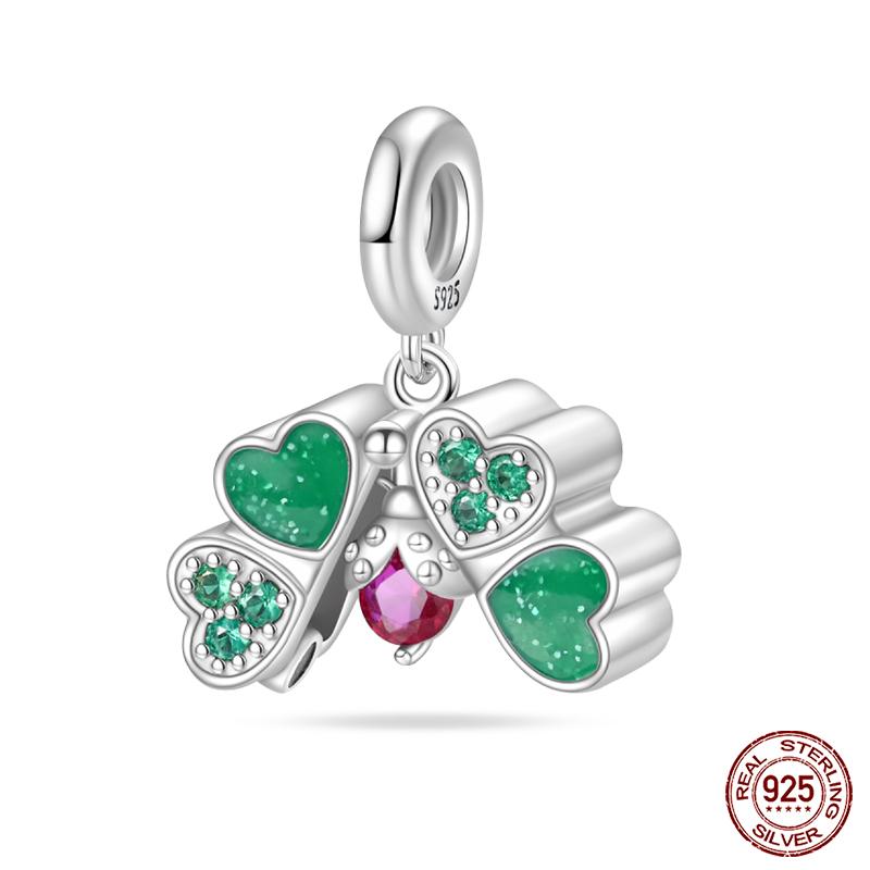 New Copper Heart Shaped Cat Claw Butterfly Four Leaf Clover Charms Beads Fit Qikaola Original Bracelets Diy Jewelry