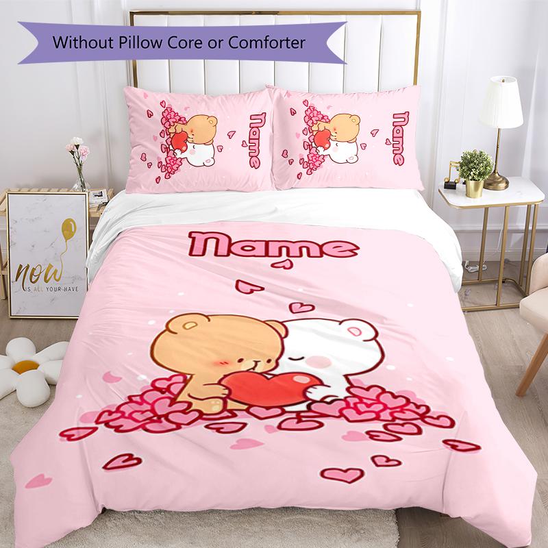 3pcs Custom Name Bubu Dudu Bedding Set Duvet Cover Closure Includes 1 Duvet Cover & 2 Pillowcases for All Seasons Bedroom Decor