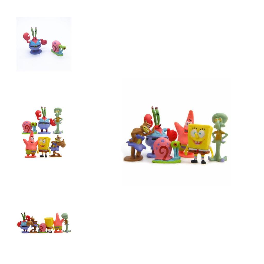 6pcs Set Spongebob Squarepants Figures Featuring Patrick Star And Squidward For Kids' Cake Toppers