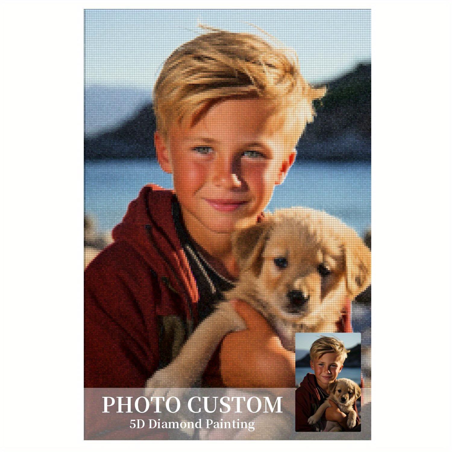 

Room Drill Personalized 5D Diamond Art Paintings Kits with Family Pet Photo Custom DIY Art Paint Gifts for Mom Dad Wall Art Decoration for Home 20x30