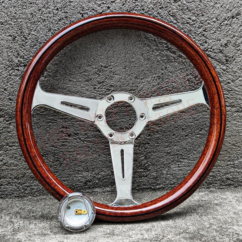 14 Zoll 358mm Klassisches Holzlenkrad Universelles Rennsport-Sportlenkrad 74mm Lochkreis
