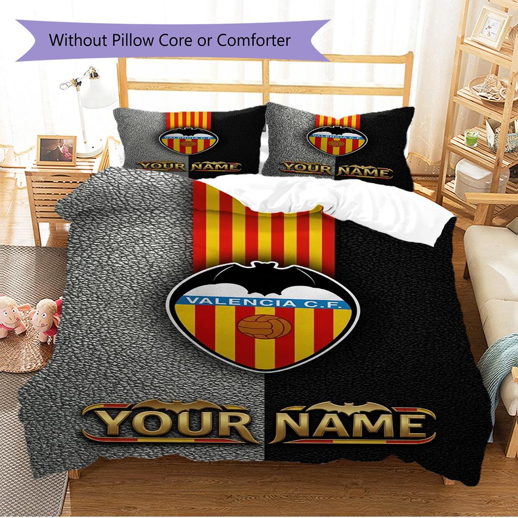 Name Custom Valencia CF Pattern Bedding Set Quilt Cover Pillowcase Home Decor Gift (1 * Duvet Cover + 2 * Pillowcase, Without Core)