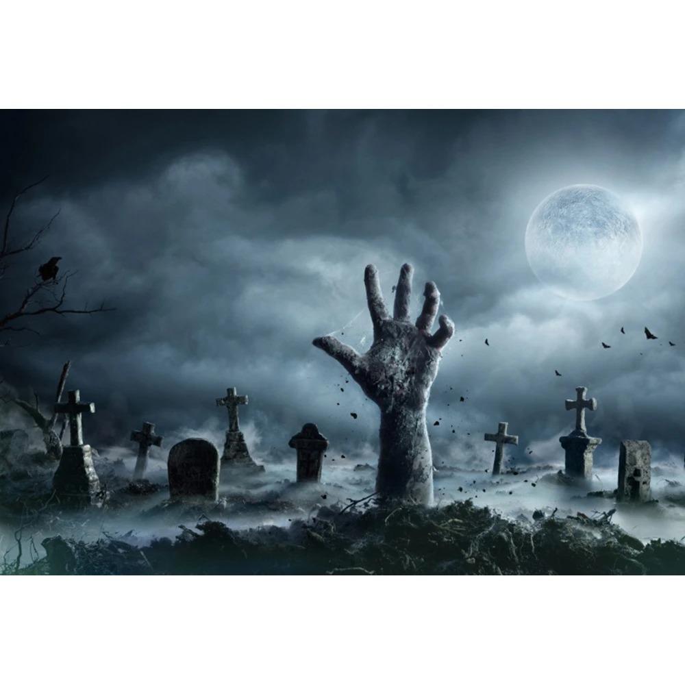 Tapiz de decoración de Halloween, casa embrujada, noche de terror, tumba aterradora, fantasma, calavera, bruja, castillo, fondo, tela, decoración de fiesta