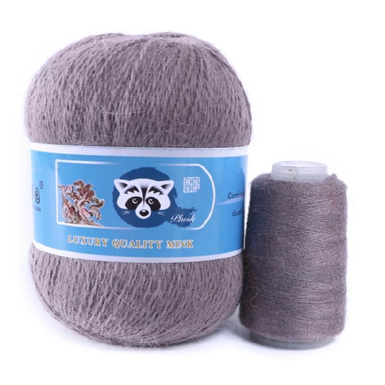2 Pcs/Pack Long Plush Mink Wool Yarn for Needle Knitting Hand Crochet ,50g+20g