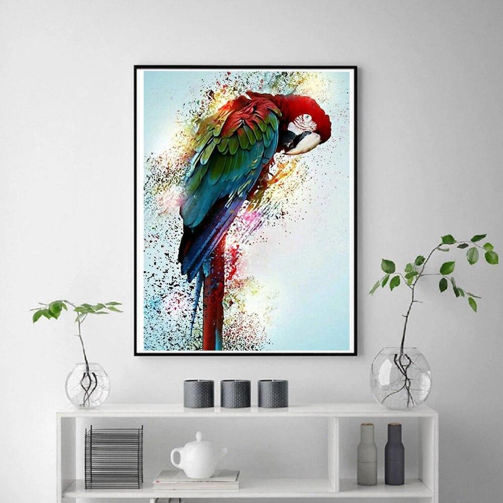 Burghiu rotund complet 5D pictură cu diamant DIY Papagal colorat Broderie cu diamante 3D Decorare cu punct de cruce Seturi puzzle cu diamante