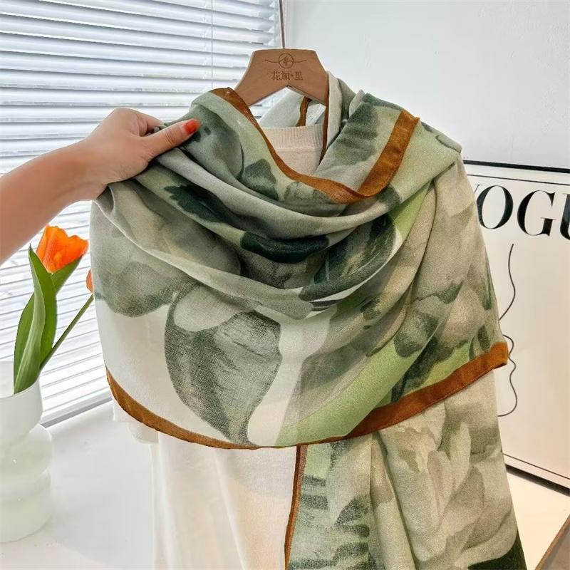 Autumn And Winter Warm Silk Wool Big Scarf For Women'S High End Double Sided Double Color Silk Wool Scarf Fashion Shawl