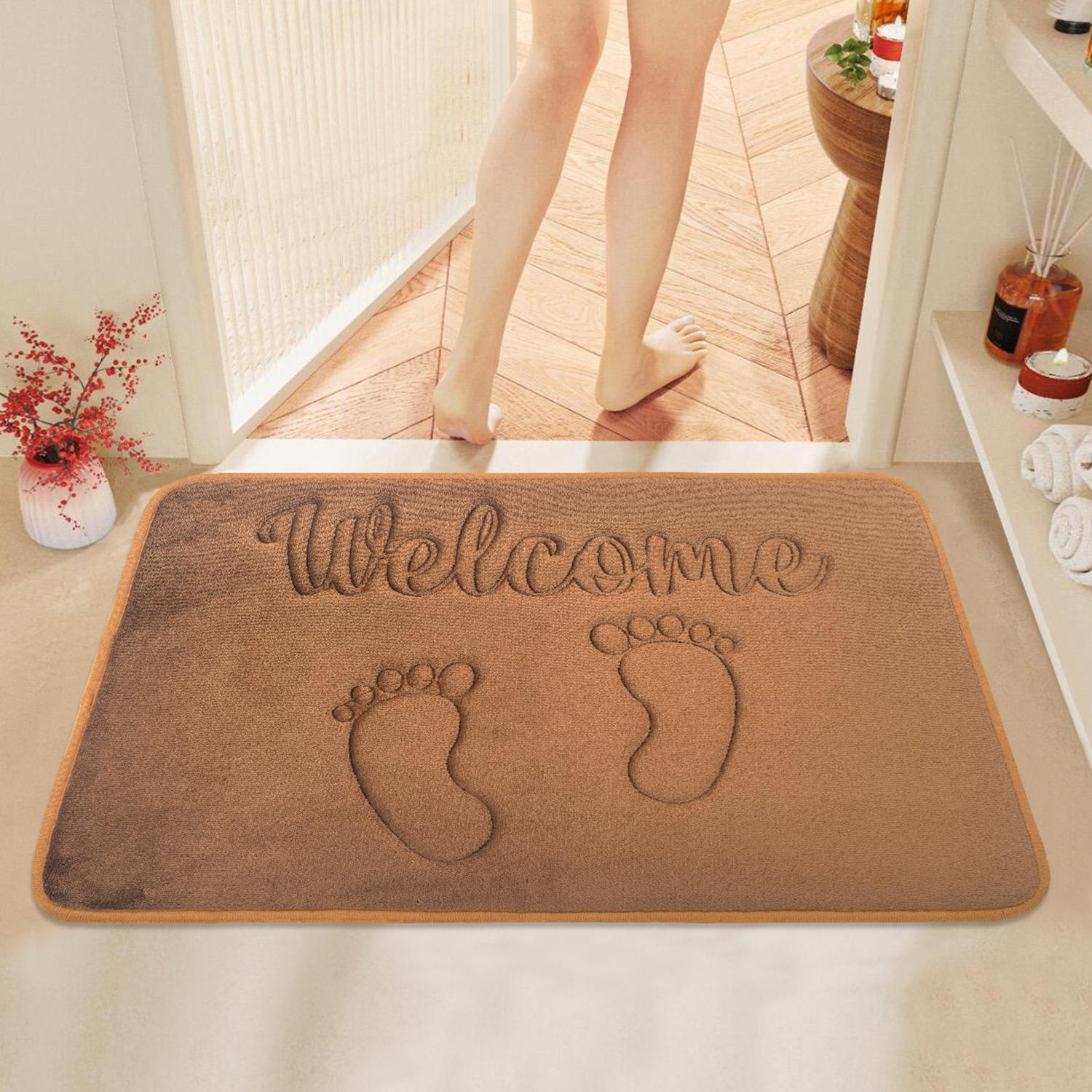 

Коврик для пола с вышитым рисунком стопы, современное плюшевое одеяло для ванной из полиэфирного волокна, плюшевый прямоугольный противоскользящий и впитывающий коврик для пола 400MMx600MM
