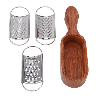 Wooden Handle Cheese Grater Manual Cheese Shredder with Storage Space Handheld Kitchen Grater for Lemon Chocolate