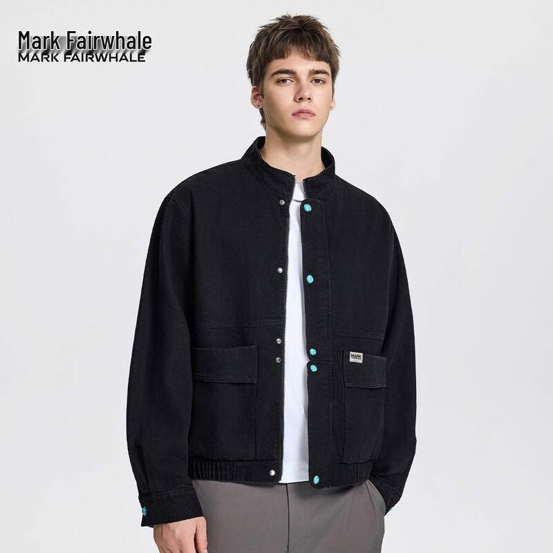 

Mark Huafei Men s 2025 Relaxed Fit Workwear Jacket with Turquoise Buttons 3XL
