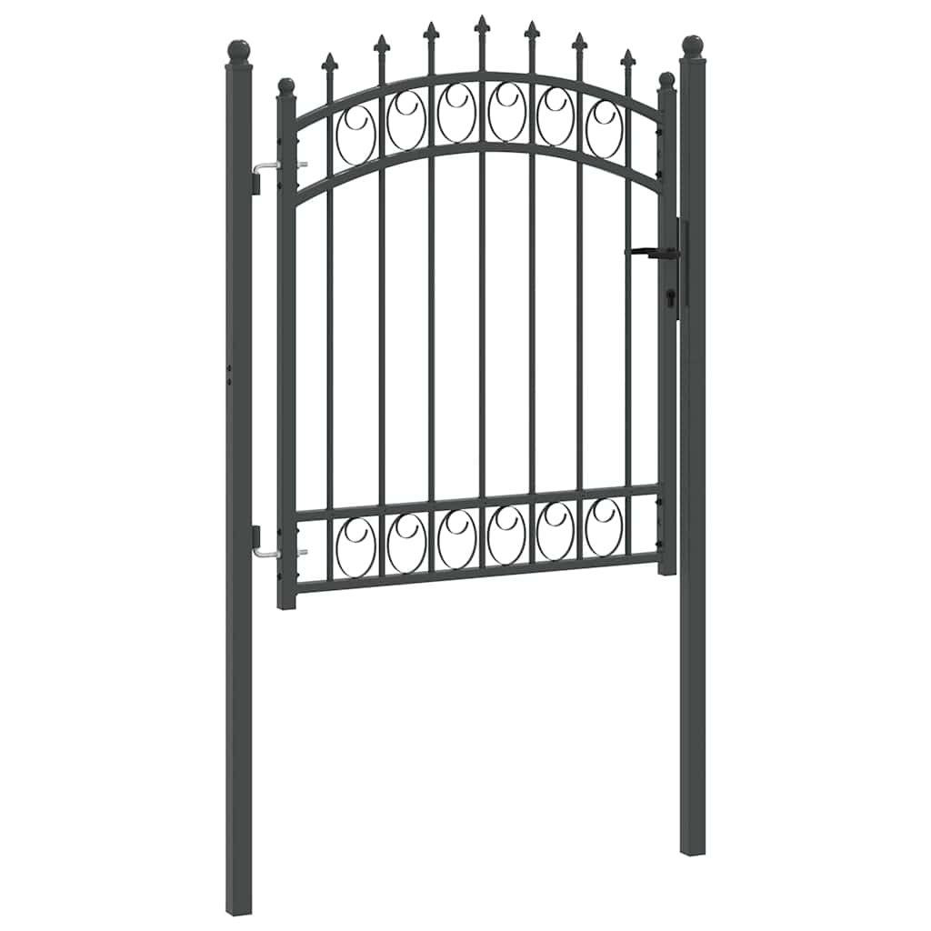 EMMEN Wrought Iron Garden Gate with Ornamental Spikes 125 X 100 Cm