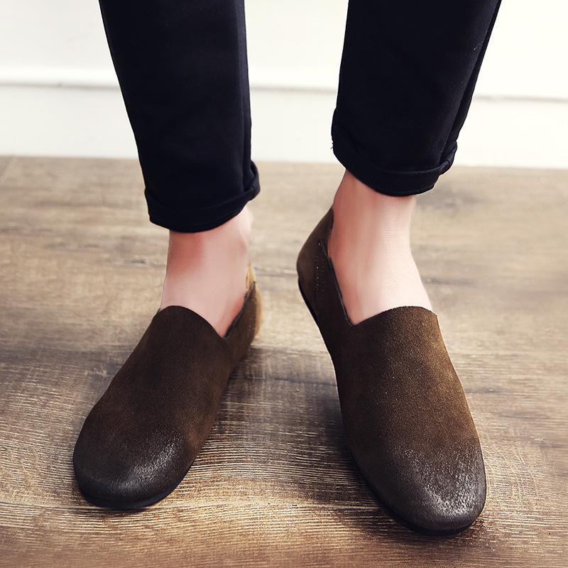 Fashion NPEZKGC Comfortable Soft Suede Men Loafers Cow Genuine Leather Fashion Brand Mens Flats Driving Shoes Plus Size 45 46 47