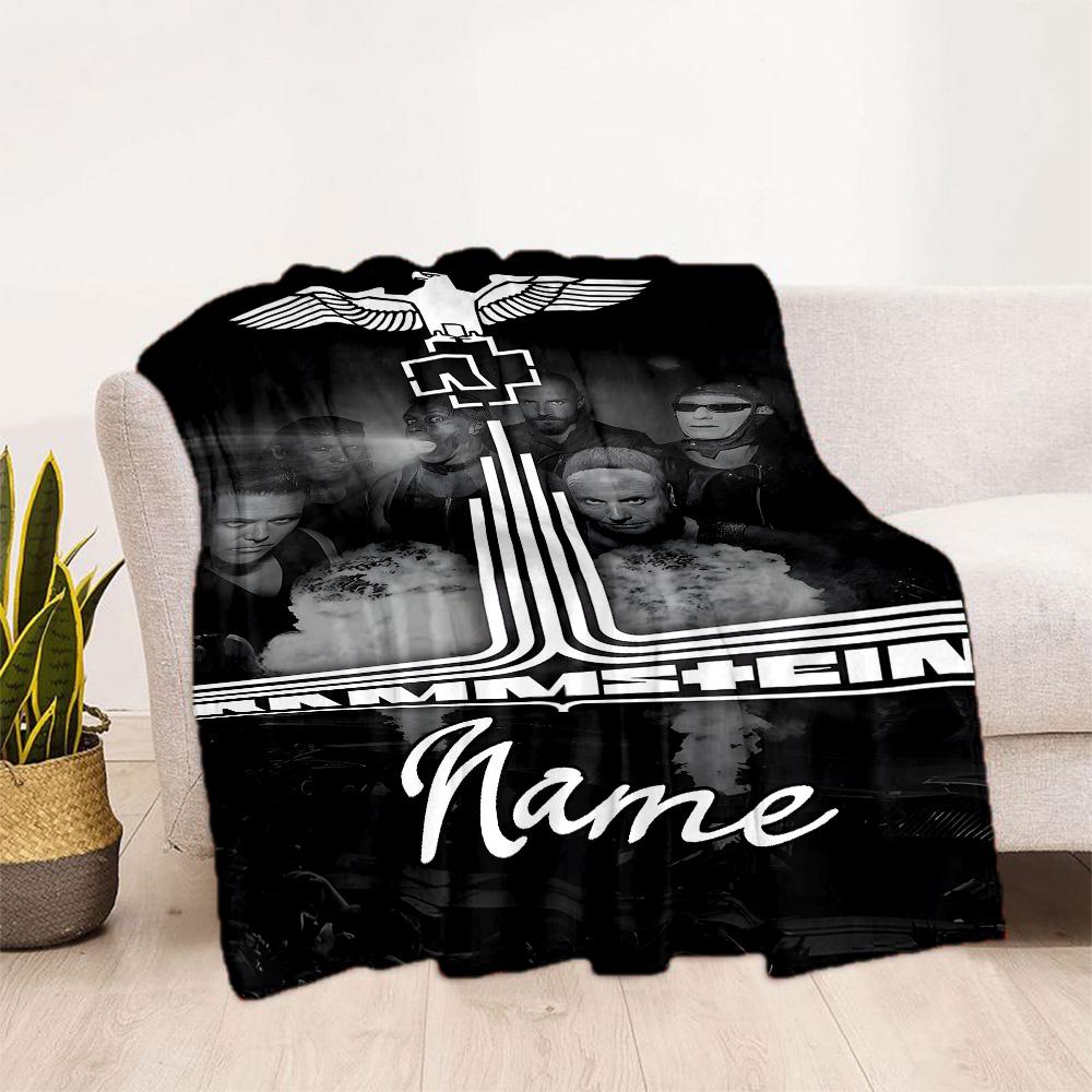 Rammstein Music Poster Customize Text Blanket Throw Customizable Blanket Soft & Cozy for Picnics Home Decor Couch Bed Ideal for All Seasons