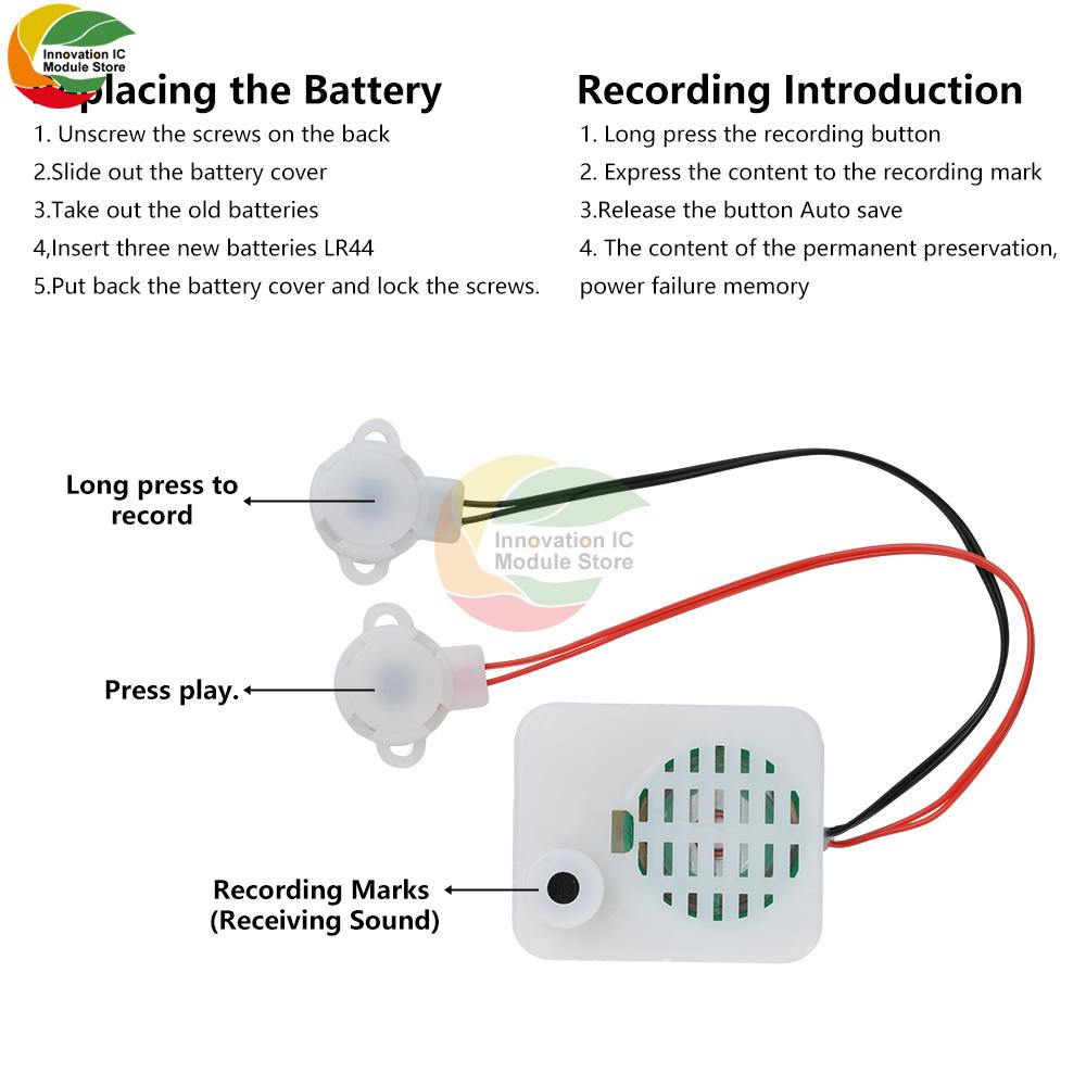 Dual Button Recorder 60 Second Recorder Plush Toy Voice Message Recorder Voice Box Recordable Sound Module One Record One Play