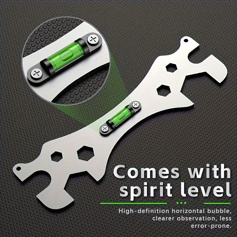 1pc Home Bathroom Wrench, Universal Bathroom Wrench, Thickened Stainless Steel Rust-proof Material Hexagonal Level, Curved Foot Level Ruler