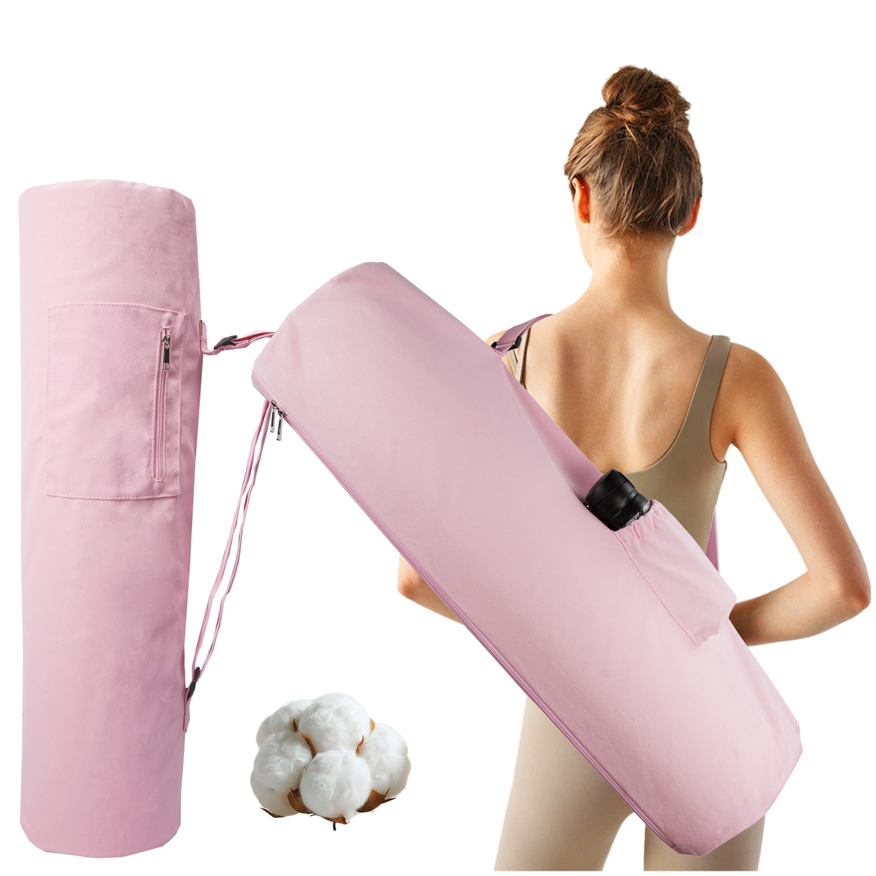 

Baestappy Cotton Yoga Mat Bag with Large Two Multifunctional Storage and Adjustable Shoulder Strap for Easy Carrying Zipper, Pockets,