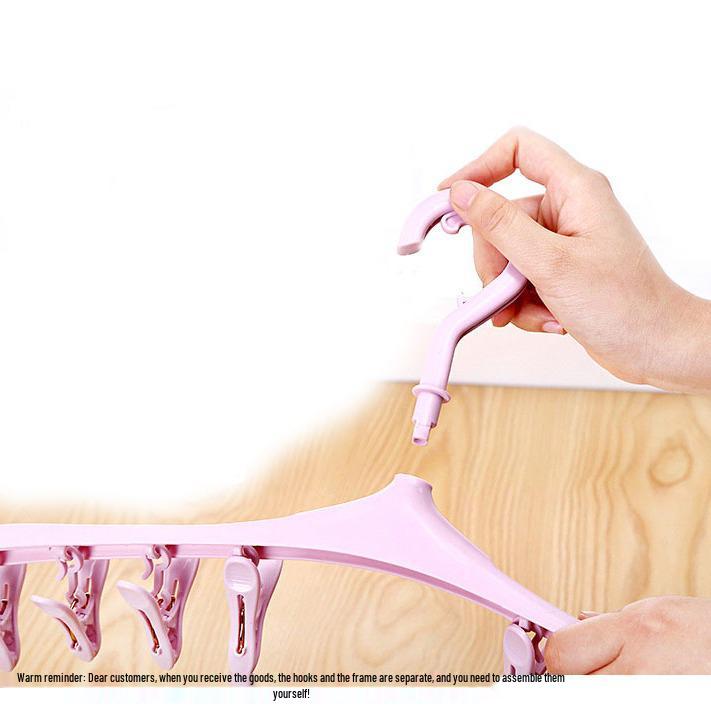 Multi-Clip Plastic Clothes Hanger for Socks, Underwear, and Baby Items – Windproof Drying Rack