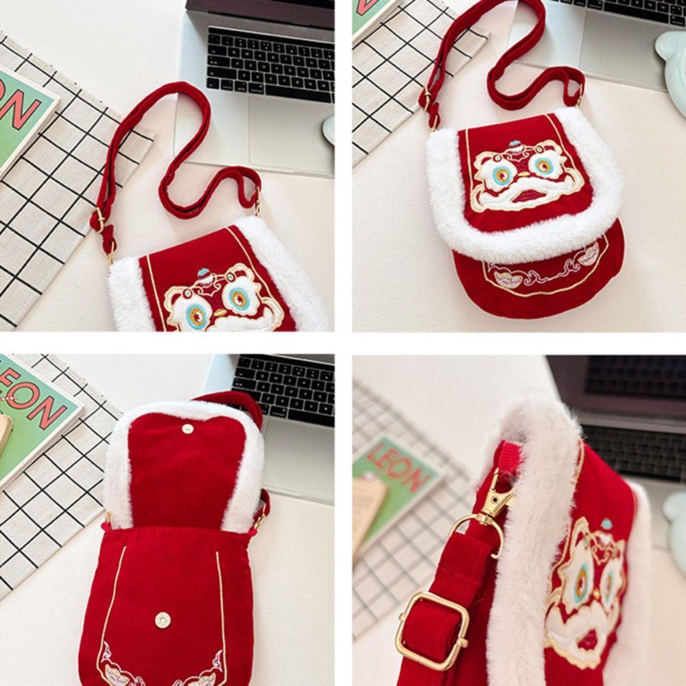 Chinese Style 2026 Red Envelope Lion Dance Children's Money Bag Childrens Gift